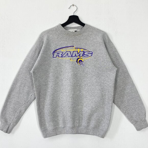 Vintage 90s St Louis Rams Sweatshirt, Retro Los Angeles Rams Crewneck Shirt Tee - Picture 1 of 2